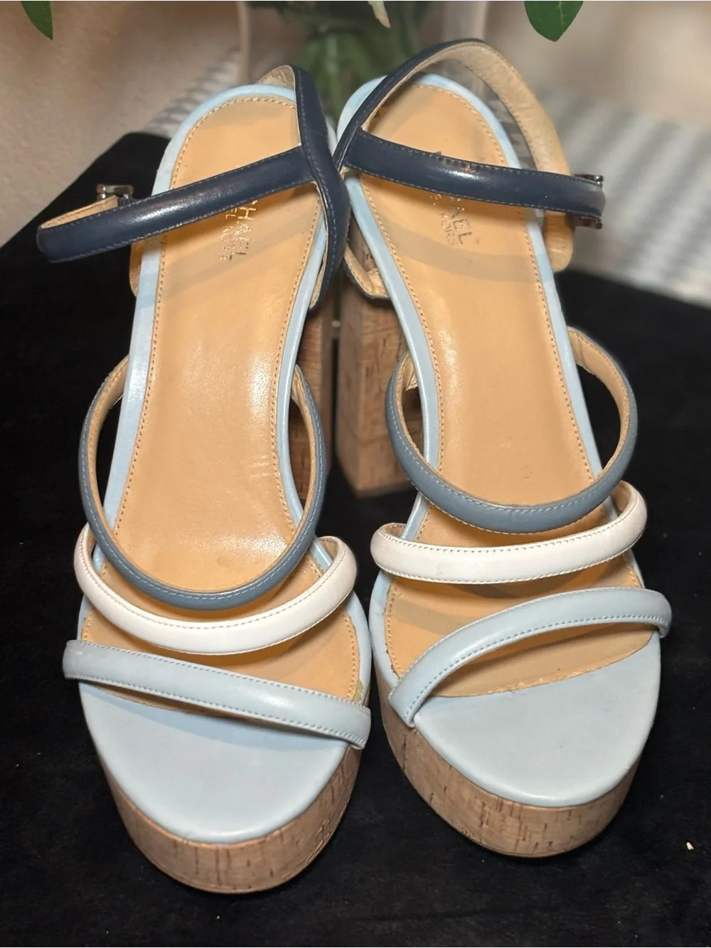 Michael Kors Multi-Blue & White Cork Platform Sandals